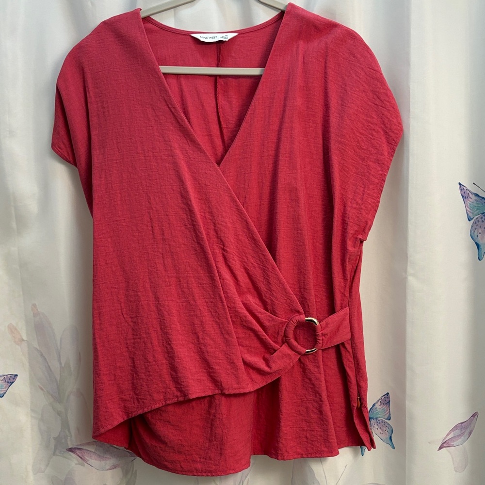 Nine West 1x Pink Wrap Blouse
